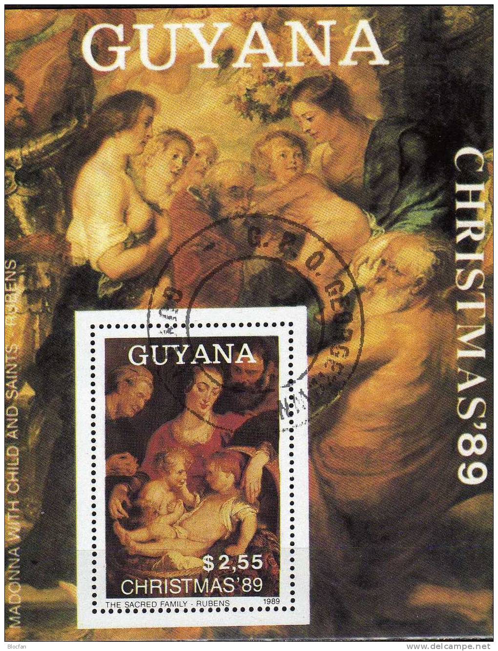 Weihnachten Gemälde Des Maler Rubens 1989 GUYANA 3073 Plus Block 73 O 17€ Christmas Bloc Art Sheet Of America - Guyane (1966-...)