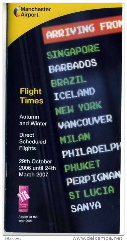 Manchester Airport Timetable 2006-7 - Wereld