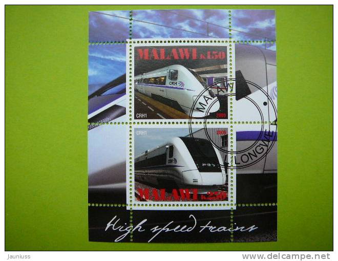 Malawi 2009 High Speed Trains Sheet Of 2 #ag035 - Trains