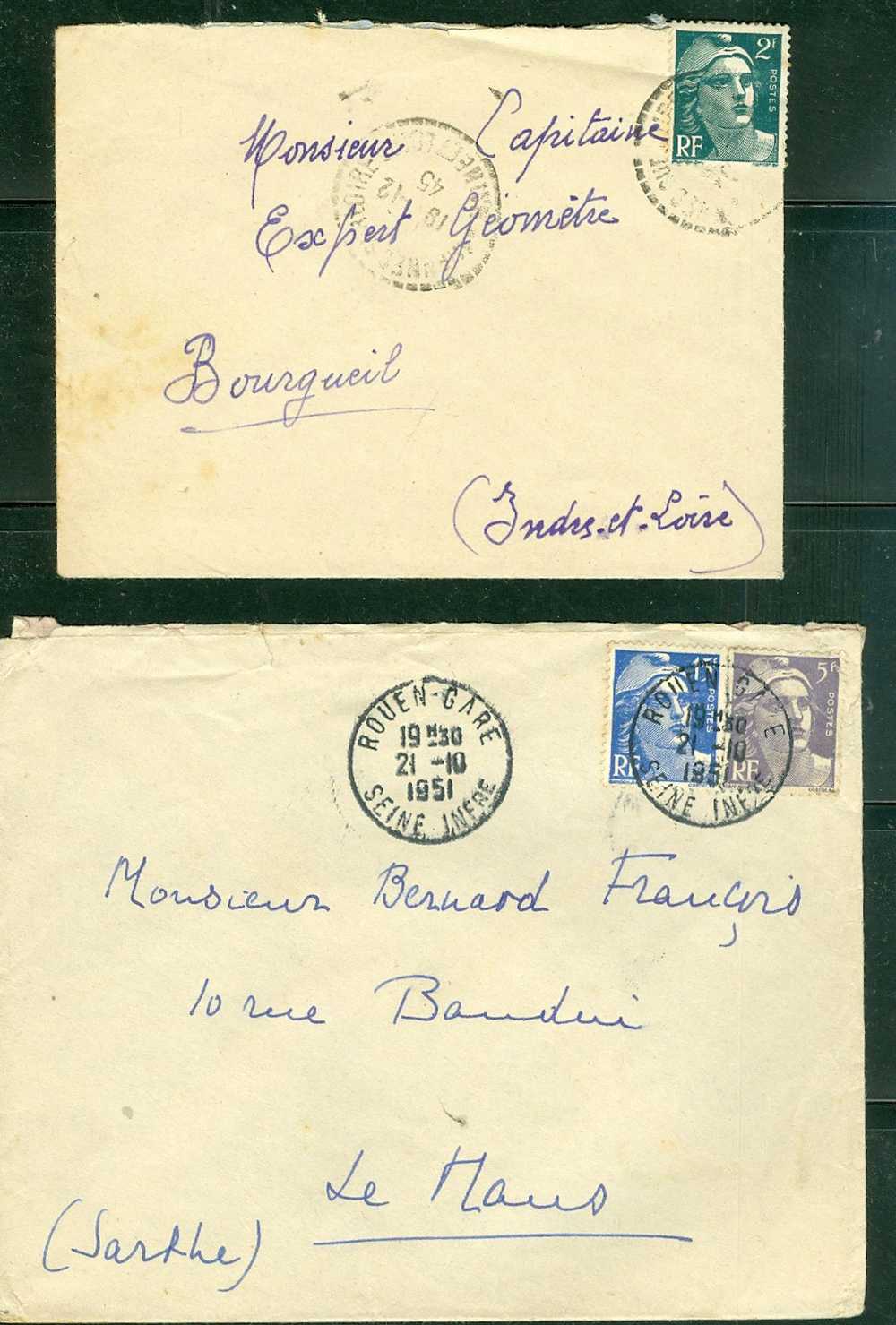 Lot De 10 Lettres (tous Scanné )affranchies Par Gandon  Et Diverrs - Ad87 - 1945-54 Marianne Of Gandon