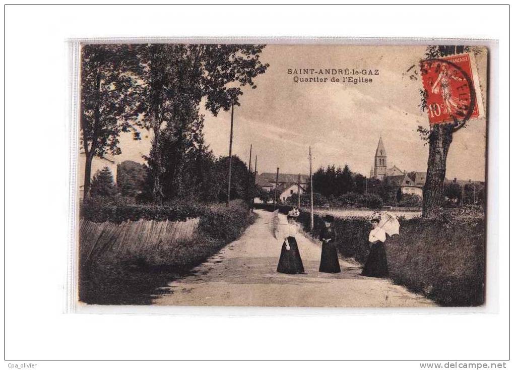 38 ST ANDRE LE GAZ Quartier De L'Eglise, Animée, Ed B&G, 191? - Saint-André-le-Gaz