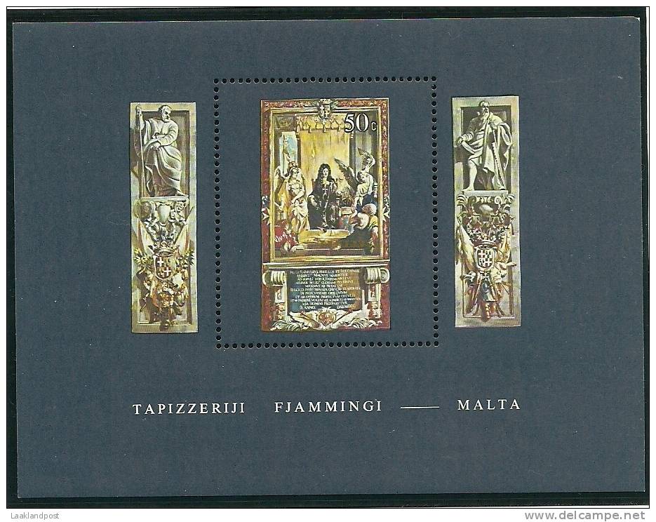 Malta  1980 Sheet Tapizzeij Flammingi (michel Nr. (bl 6, 609), Painting Judas, Simon (E1351) - Malta