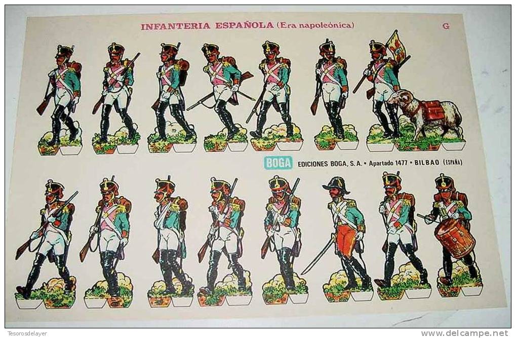 ANTIGUO RECORTABLE DE INFANTERIA ESPAÑOLA - EDICIONES BOGA, BILBAO - MIDE 31 X 21 CMS. - Militares