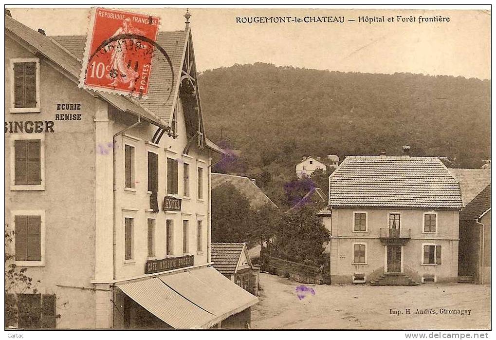 D90 -ROUGEMONT LE CHATEAU - HOPITAL ET FORET FRONTIERE En L´état Carte Décollée - Rougemont-le-Château