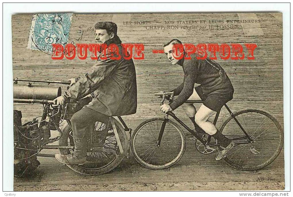 CYCLISME Et MOTO - VISUEL RARE & INEDIT - Chapperon Stayer  Entrainé Par H. Fossier - Vélo - Cycle - Dos Scané - Cyclisme