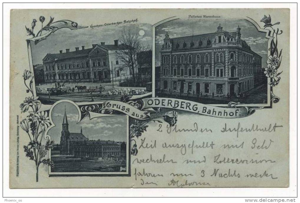 GERMANY - ODERBERG, Bahnhof, Railway Station, Gruss, Litho, 1899. - Oderberg
