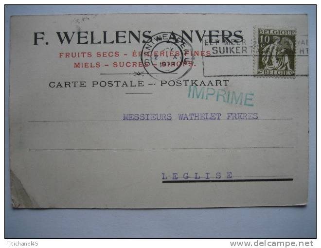Prentkaart Publicitaire ANVERS 1933 -  Header F. WELLENS Fruits Secs-épiceries Fines-miels-sirops-sucres In ANTWERPEN - Antwerpen