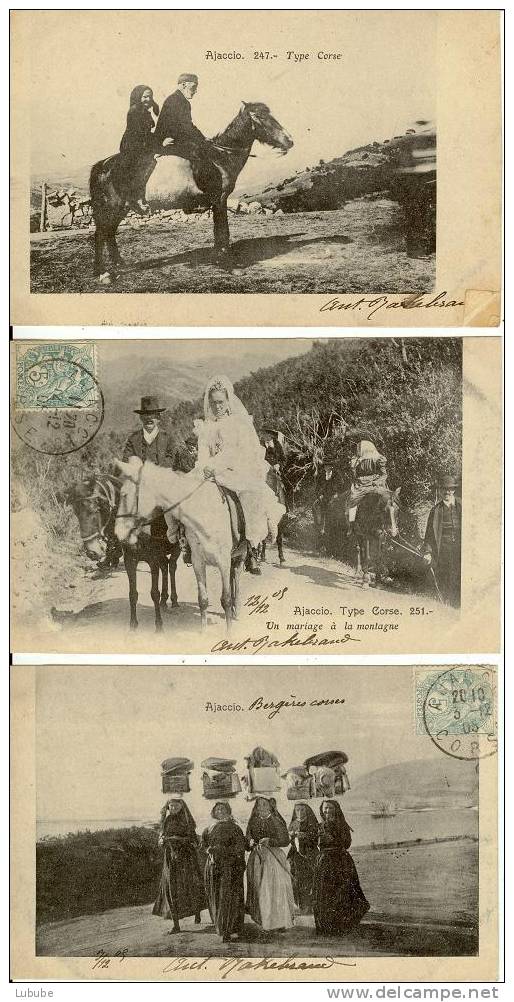 Types Corses - Mariage, Bergères  (3 Karten)      1905 - Corse