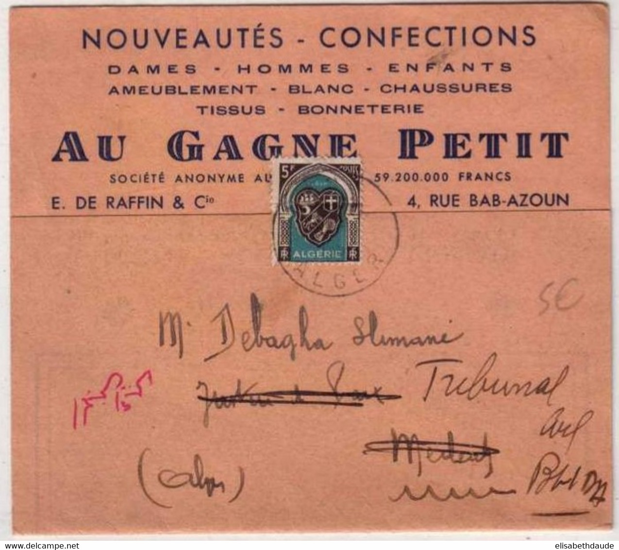ALGERIE - 1953 -  CP COMMERCIALE ILLUSTREE (VOIR INTERIEUR !) De ALGER => BLIDA - Lettres & Documents