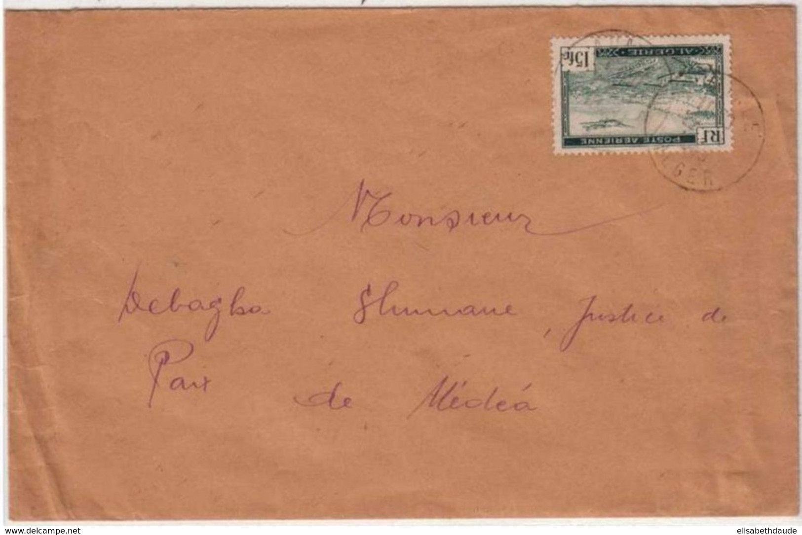 ALGERIE - 1949 -  Yvert N° PA3 Seul Sur LETTRE De AUMALE (ALGER) Pour MEDEA - Lettres & Documents