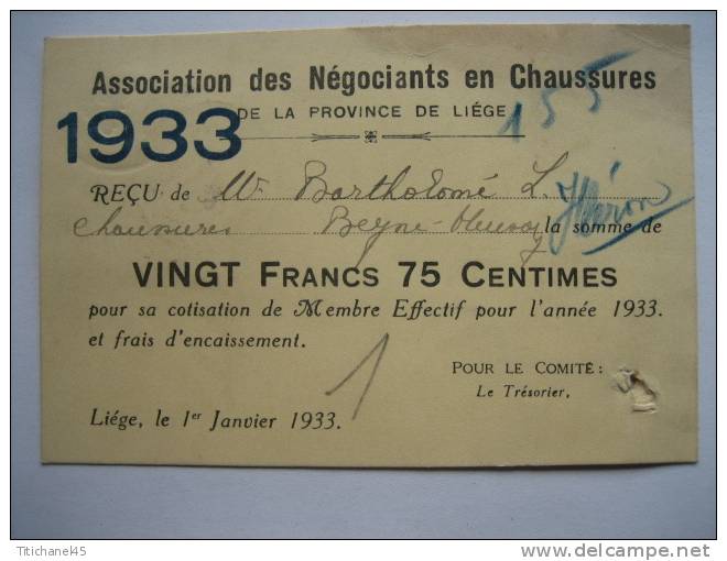 COB N°353 Cachet LIEGE 1933 Sur Carte De L´ASSOCIATION DES NEGOCIANTS EN CHAUSSURES De La Province De LIEGE - Autres & Non Classés