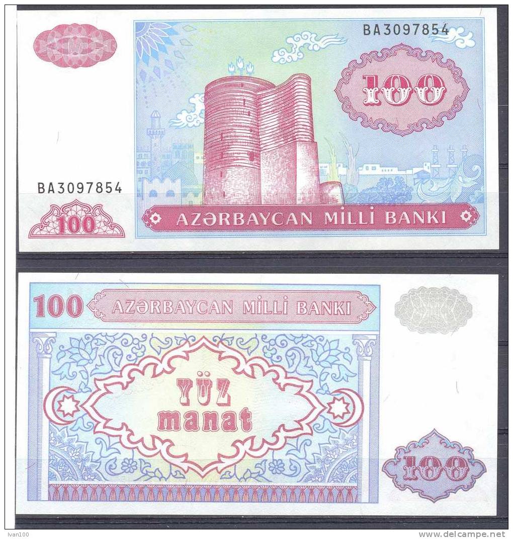 1992. 100M, P-18b, UNC - Azerbaïjan