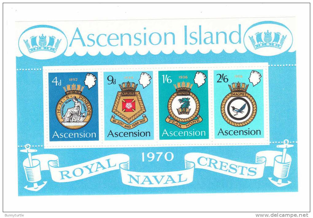 Ascension 1970 Naval Arms Penelope MS MNH - Ascensione