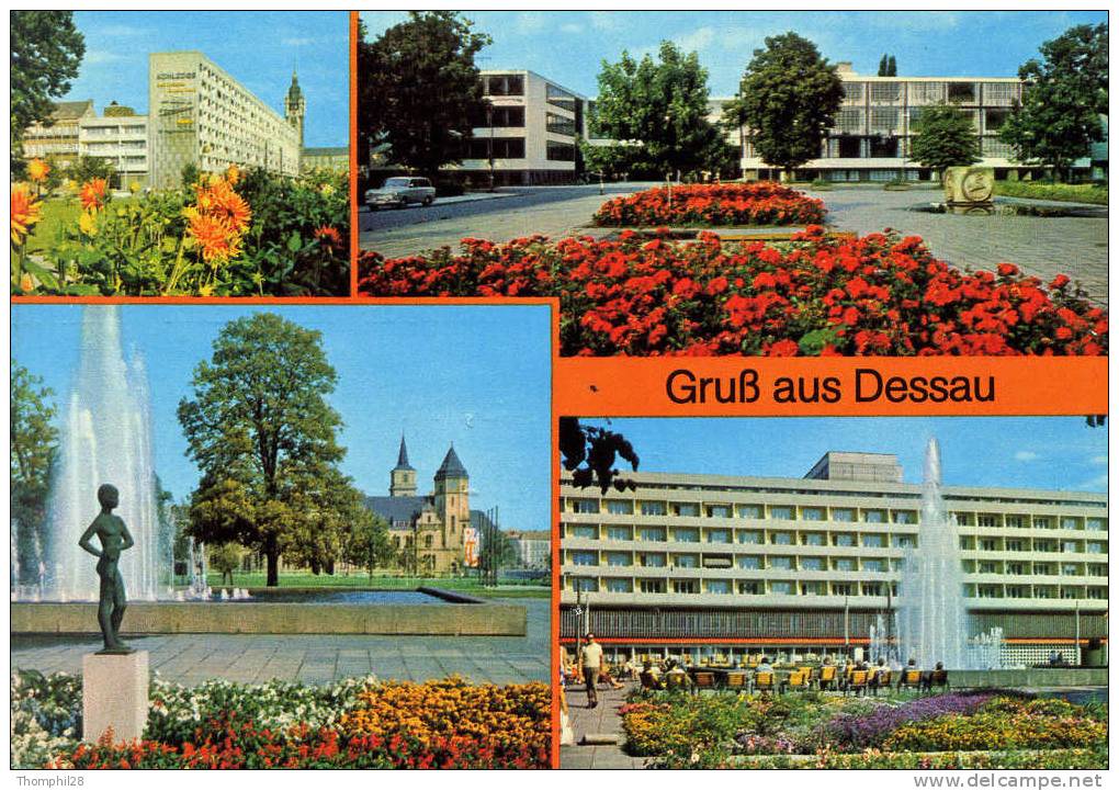 Gruss Aus DESSAU - Scheibe Nord Und Hotel "Stadt Dessau" - Bauhaus - Blick Zur Post - Haus Des Reisens - Circulée 1986 - Dessau