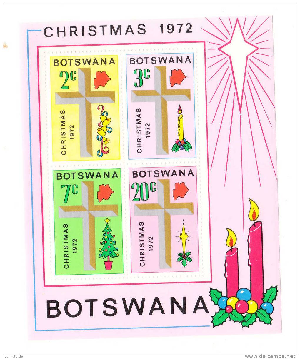 Botswana 1972 Christmas Map Cross S/S MNH - Botswana (1966-...)