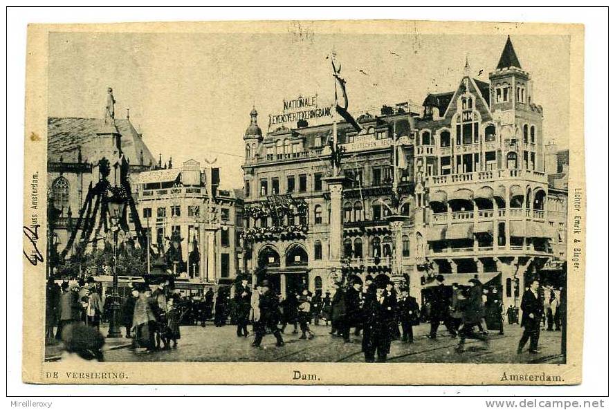 PAYS BAS / TIMBRE PERFORE K  SUR CARTE POSTALE AMSTERDAM  1901 - Autres & Non Classés