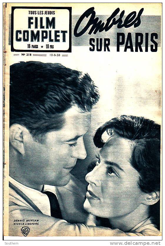 Film Complet 218  10/8/1950   Ombres Sur Paris - Dennis Morgan  Viveca Lindfords - Cornel Wilde - Cinéma/Télévision