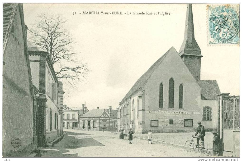 51 - Marcilly Sur Eure - La Grande Rue Et L´église JL19 - Marcilly-sur-Eure