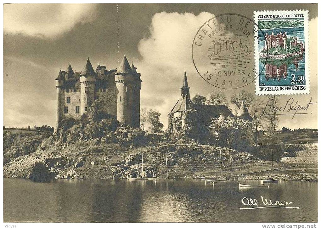 Superbe Carte Maximum CHATEAU De VAL Signée Pierre Béquet - 1960-1969