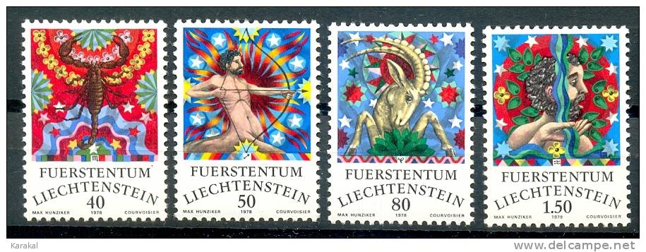Liechtenstein 1978 Tierkreiszeichen Zodiac Zodiaque 713-716 MNH XX - Astrologie