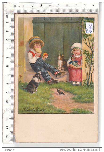 PO4895A# Illustrata Pauli Ebner - BAMBINI - BAMBOLA - MERENDA - CANE - GATTO -UCCELLINO  No VG - Ebner, Pauli