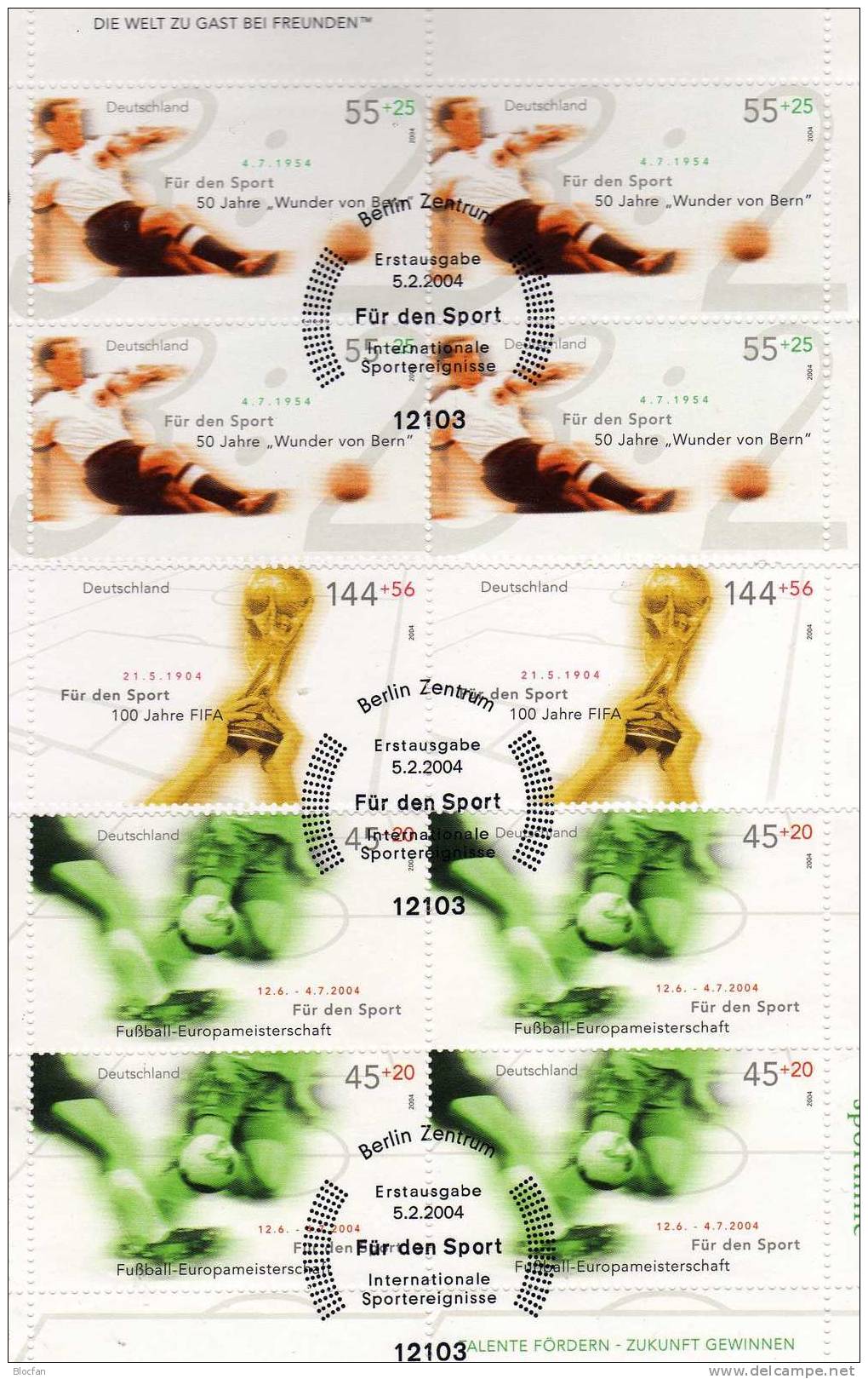 Fussball-WM 2006 Numisblatt 2004 Deutschland Mit 2382-6 Im 10-Block SST 40€ Soccer Set From Germany - Gedenkmünzen