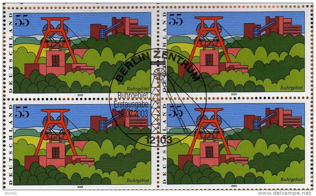 Industrie-Denkmal Ruhrpott Deutschland Numisblatt NB5/2003 Mit 2355 10-Kleinbogen SST 35€ Bergbau Bf Sheetlet Of Germany - Commémoratives