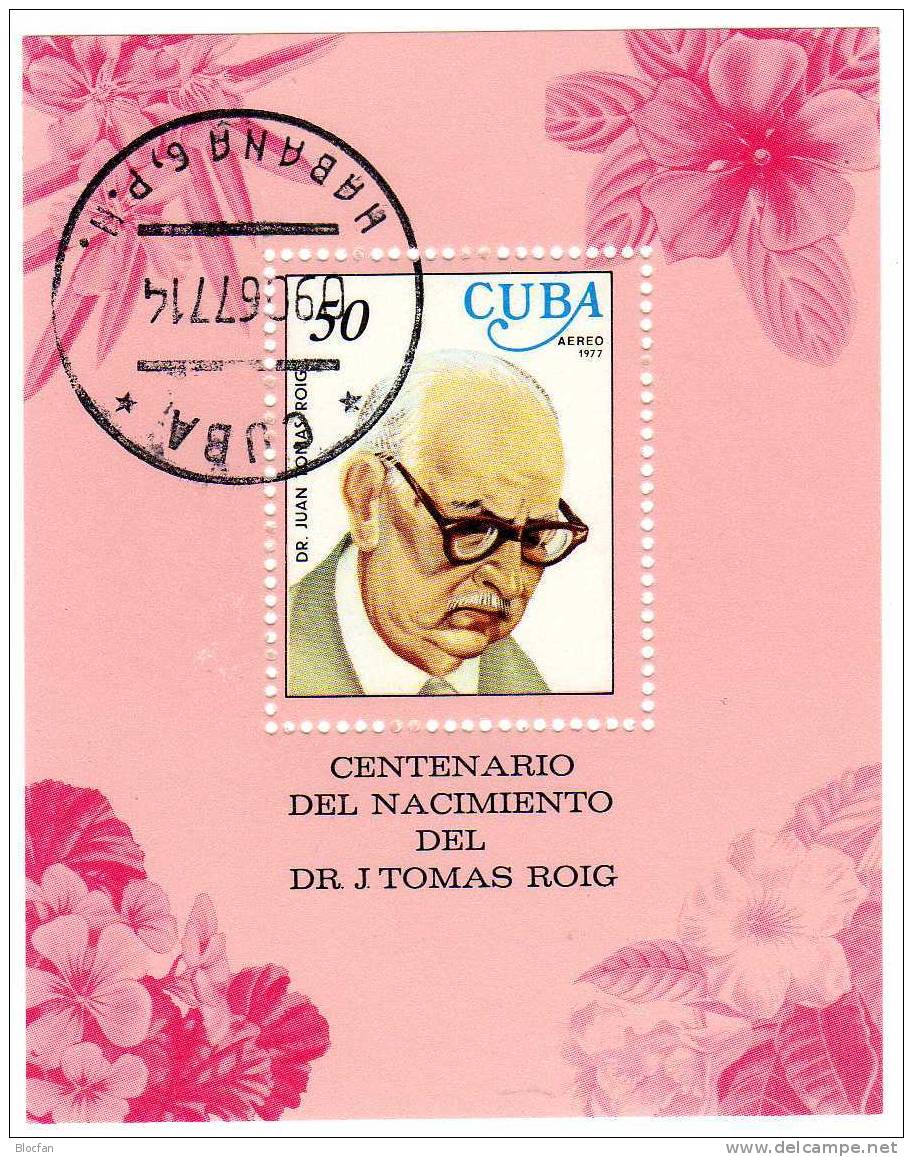 Botanik Der Karibik Hibiskus 1977 Kuba 2223 Als Block 51 O 4€ Porträt Botaniker Juan Roig Blocchi M/s Bloc Sheet Bf Cuba - Used Stamps