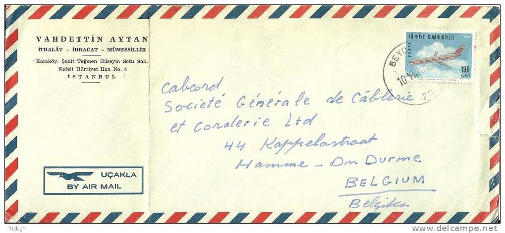 Turkey To Belgium / Beyoglu 1970 / Hamme Durme - Missent To Deurne - Lettres & Documents