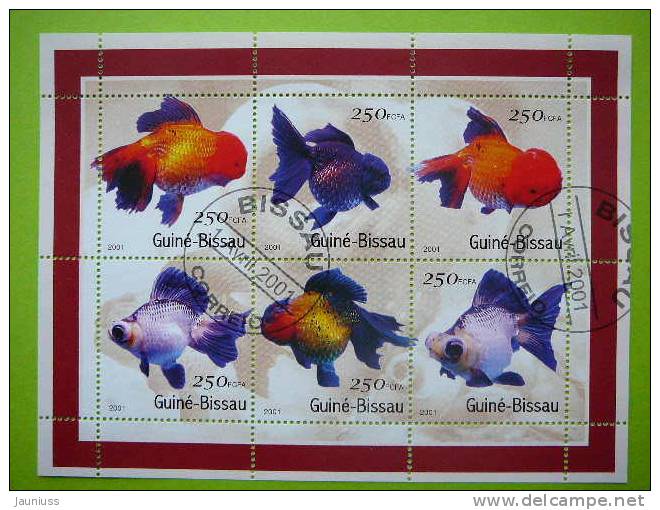 Guinea Bissau 2001 Fishes Fisch Poissons Sea Fauna Block - Fishes