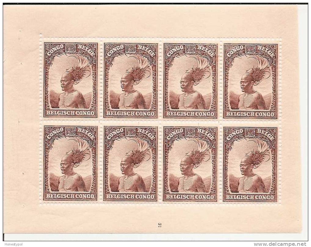 Congo Belge - 1937 - Paneel Postzegelboekje - 1,25 (177) 8 Zegels ** - Carnets