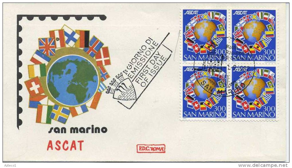 SAN MARINO - FDC  ROMA 1982 - ASCAT IN QUARTINA - FDC