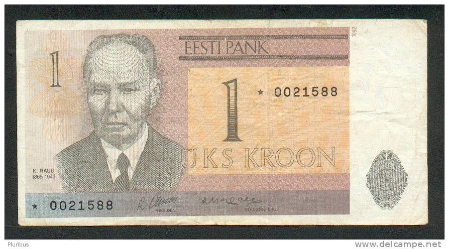 ESTONIA  1992  1 KROON, REPLACEMENT BANKNOTE, WITH STAR AHEAD OF SERIAL NUMBER - Estonia