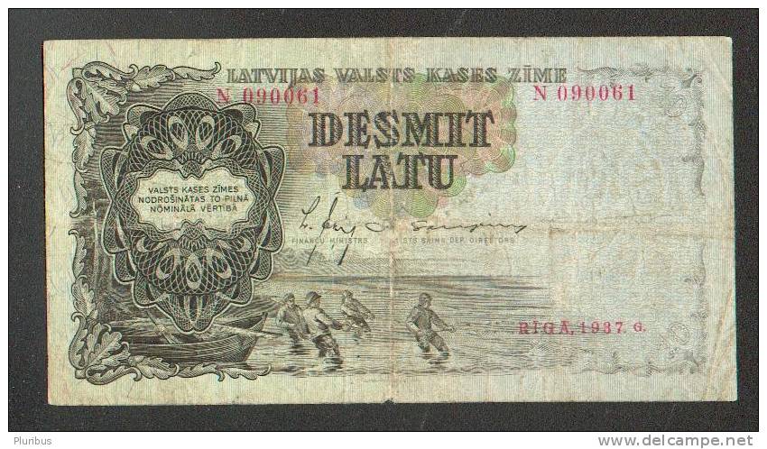 LATVIA LATVIJA 10 LATU 1937 BANKNOTE - Lettonie