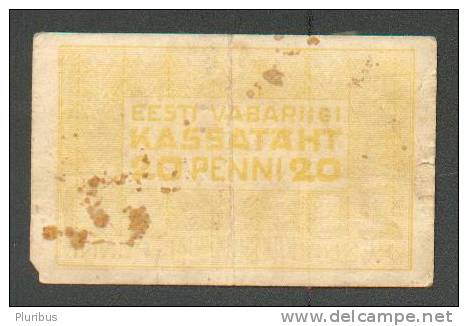 1919 ESTONIA 20 PENNI  BANKNOTE - Estonia