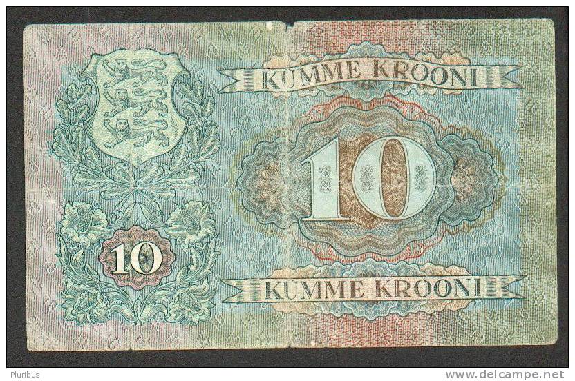 1937 ESTONIA 10 KROONI  BANKNOTE, WOMAN IN FOLK COSTUME WITH SICKLE, HARVEST - Estonia