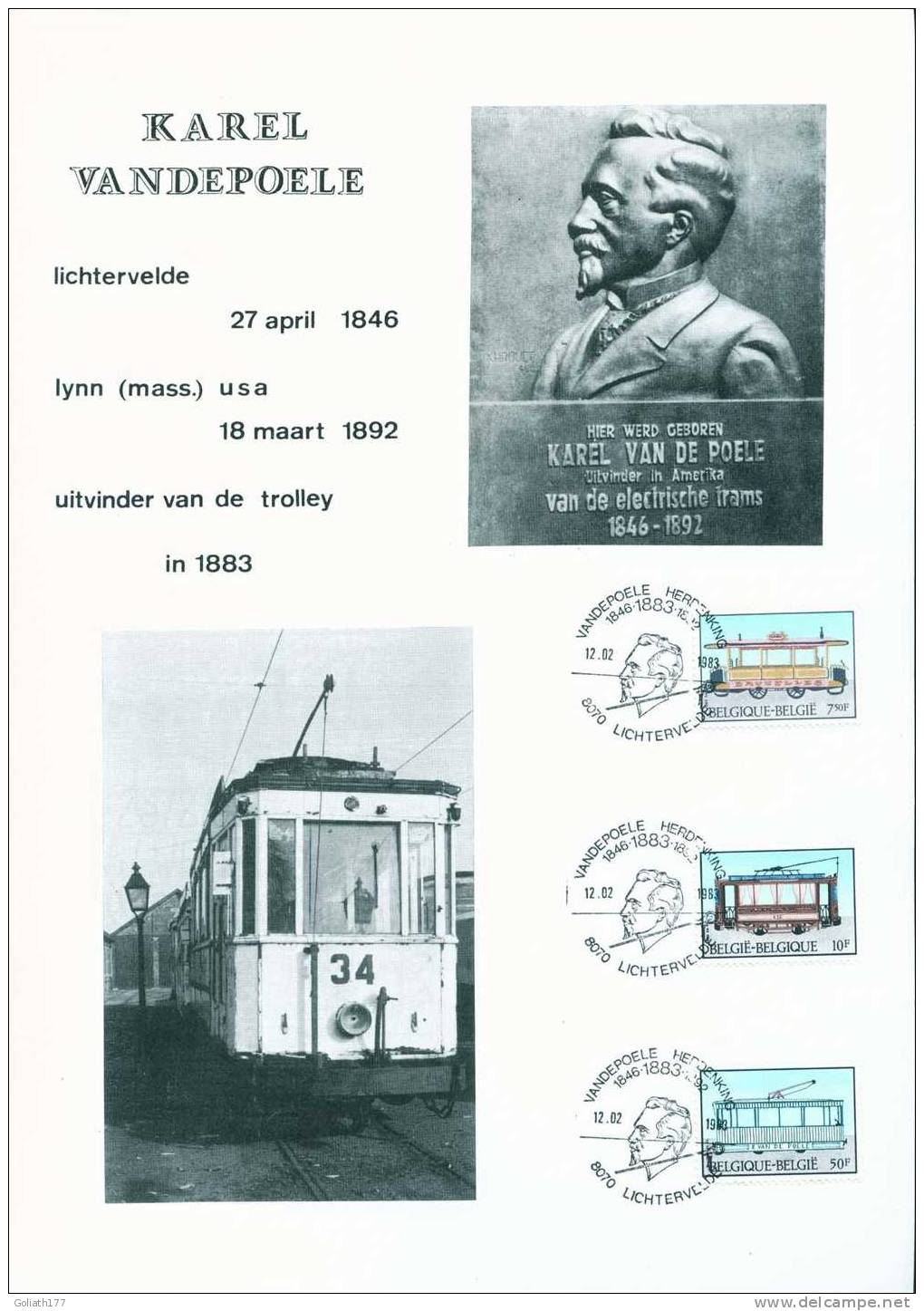 Herdenkingskaart Karel Vandepoele - 12.02.1983 Lichtervelde (refB5545) - Cartes Souvenir – Emissions Communes [HK]