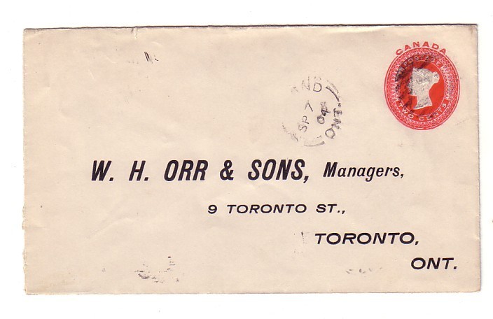 ENTIER POSTAL DU CANADA TORONTO 1904 SUPERBE! :  LOT 2 BIS - 1860-1899 Règne De Victoria