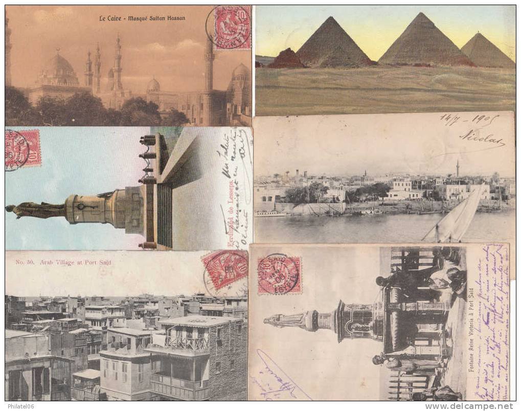 6 CARTES AVEC MOUCHON BUREAU PORT SAID (EGYPTE)  COTE POTHION:360  EUROS - Altri & Non Classificati