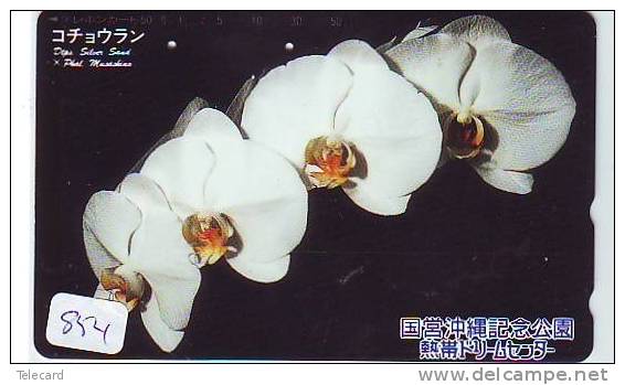 Télécarte Japon FLEUR ORCHID (854) * Orchidée Orquídea Orchidee Orquidée Orchid * Phonecard JAPAN * Flower  * BLOEM - Fleurs