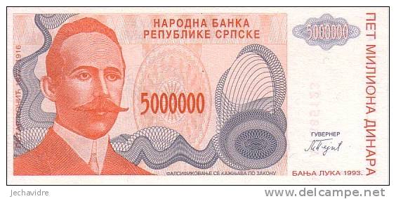 BOSNIE-HERZEGOVINE  5 000 000 Dinara  Emission De 1993   Pick 153a    ***** BILLET  NEUF ***** - Bosnien-Herzegowina