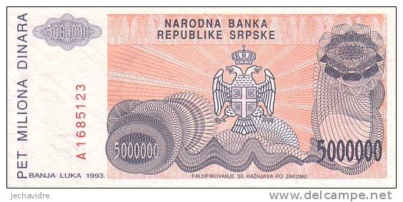 BOSNIE-HERZEGOVINE  5 000 000 Dinara  Emission De 1993   Pick 153a    ***** BILLET  NEUF ***** - Bosnië En Herzegovina
