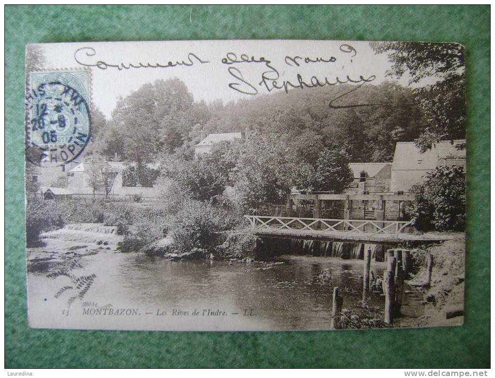 CP MONTBAZON   N°13  LES RIVES DE L INDRE  - ECRITE EN 1905 - Montbazon