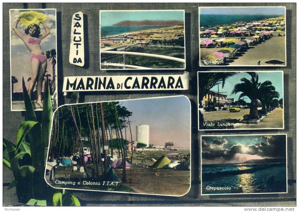 MARINA DI CARRARA (Massa). Vedute. Vg. S/fr. Per AREZZO Nel 1958. - Massa