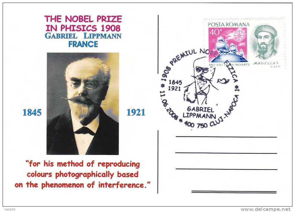 Prix Nobel Physique 1908, Gabriel Lippmann: Oblit.+c.p. Commemorative – Physics Photography Interference - Physique