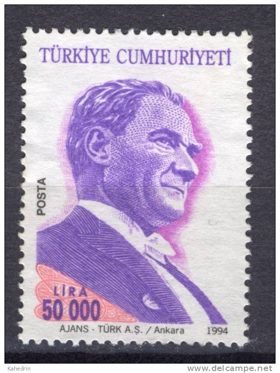 Turkey/Turquie/Türkei 1994, Atatürk (*), No Gum! - Ungebraucht