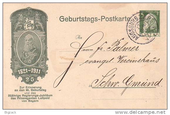 Bayern Privat-Ganzsache Minr.PP27 Augsburg 27.6.11 Geburtstags-Postkarte - Sonstige & Ohne Zuordnung