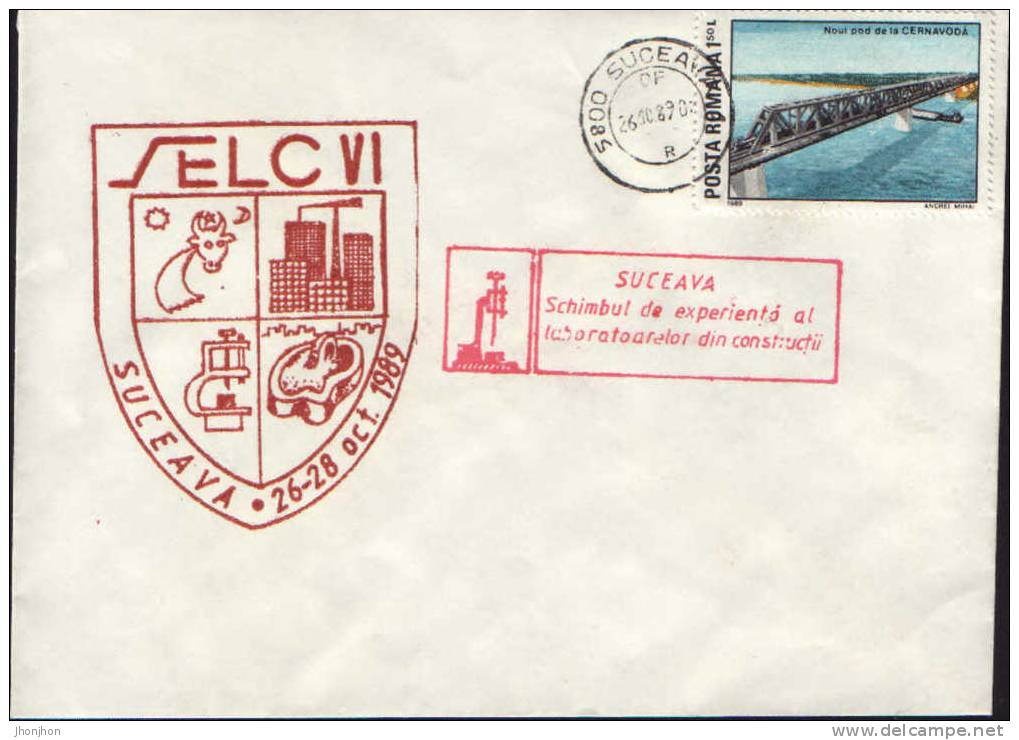 Romania- Envelope Occasionally 1989-  Exchange Of Experience- Building Laboratories;Bâtiment Laboratoire - Physique