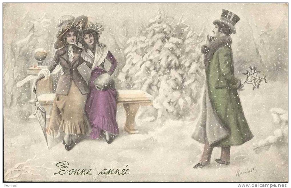 ILLUSTRATION STYLE VIENNE : Bonne Année - Excelsior 5353 - Cachet  De La Poste 1914 - Avant 1900