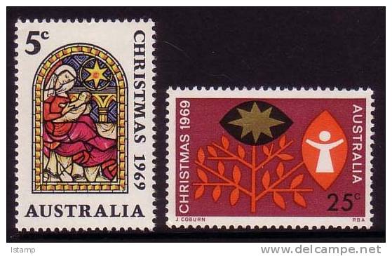 ⭕1969 - Australia CHRISTMAS - Set 2 Stamps MNH⭕ - Mint Stamps